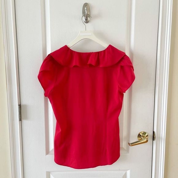 Banana Republic Medium Strawberry Ruffle Shirt Blouse Top‎ with Fabric Buttons - Picture 8 of 10